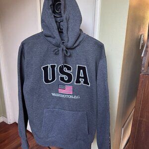 USA HOODED FLEECE JACKET SZ MED ECU GRAY